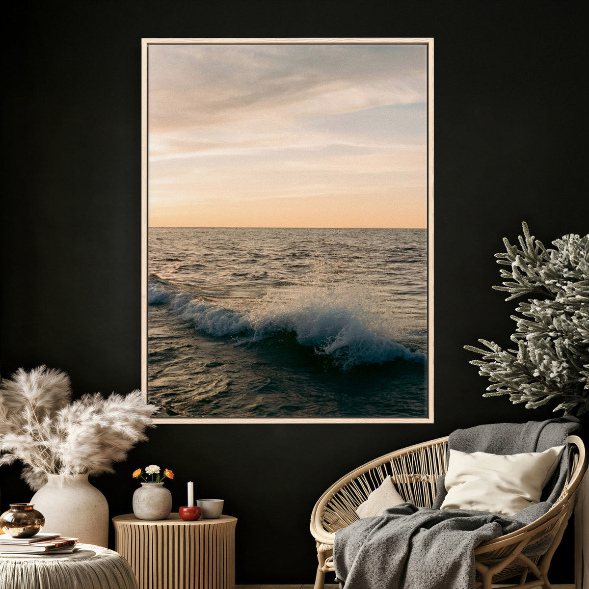 Ocean Wave Wall Art Canvas Print, Calm Coastal Nature
