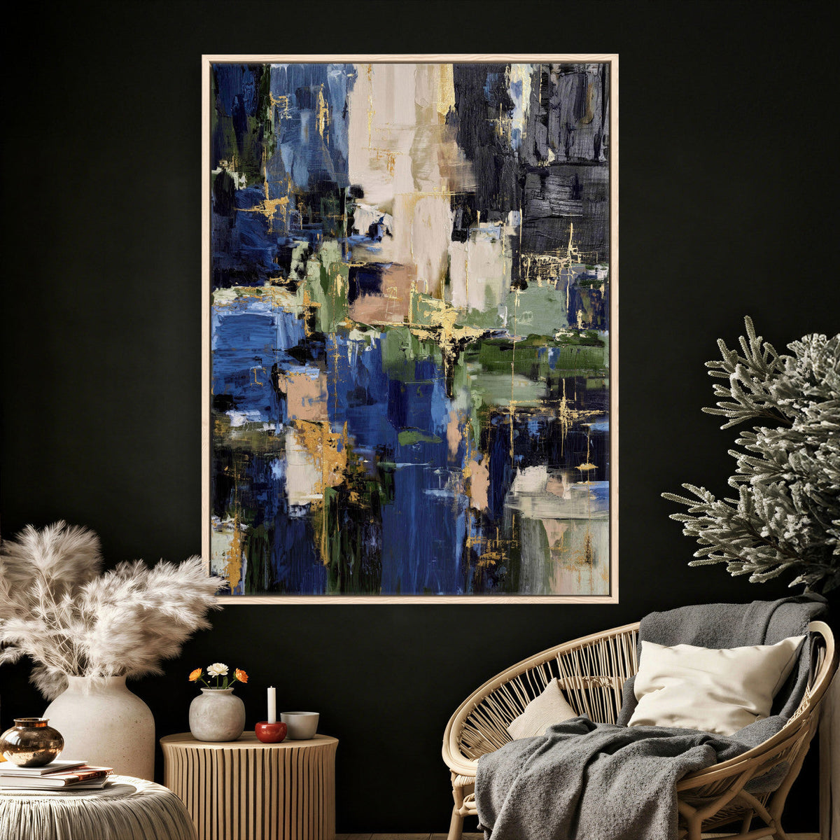 Abstract Dark Blue Wall Art Canvas Print