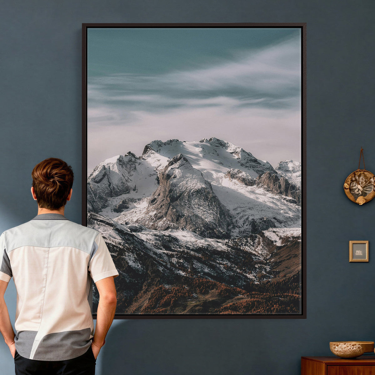 Alpine Mountain Landscape Wall Art Canvas Print, Snowy Peak