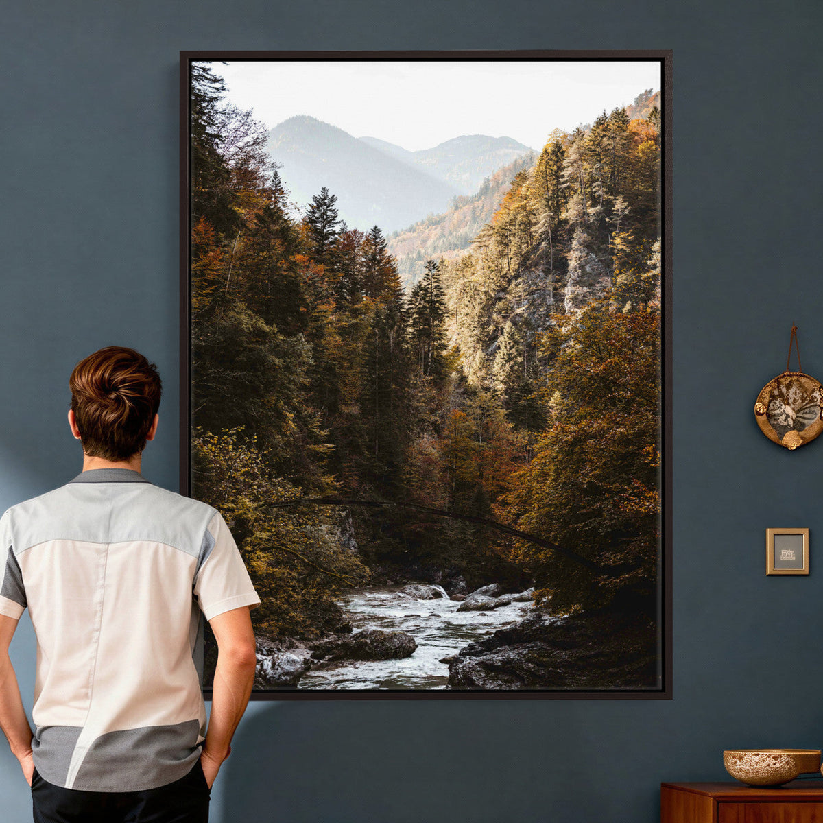 Autumn Forest Mountain Wall Art Canvas Print, Nature