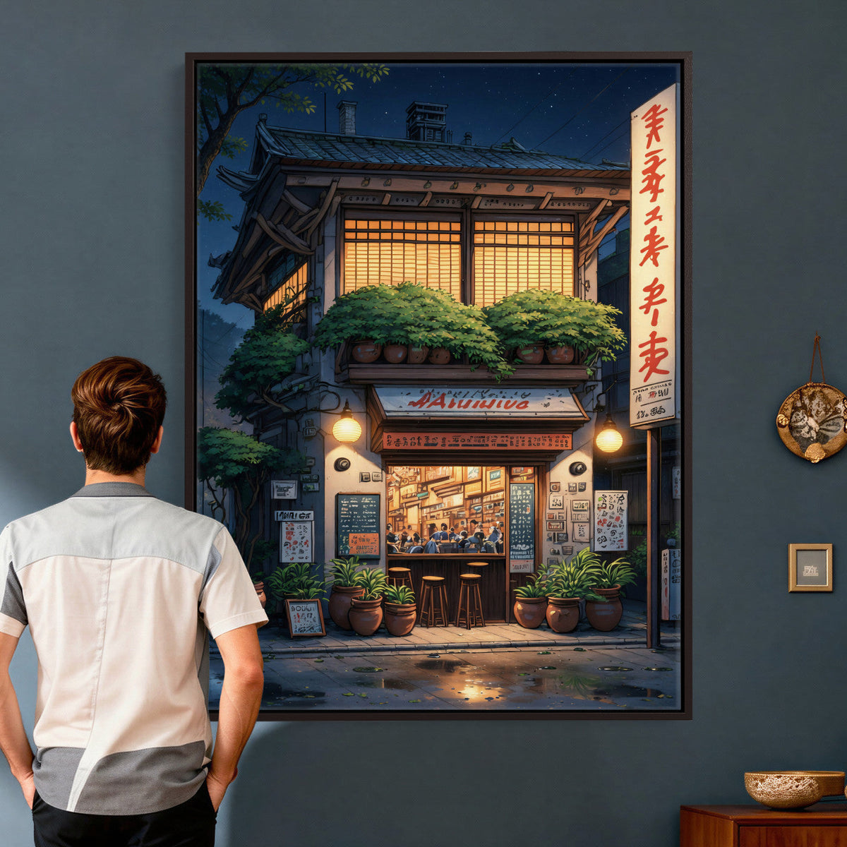 Evening at the Ramen Shop Canvas Wall Art — Japan Night