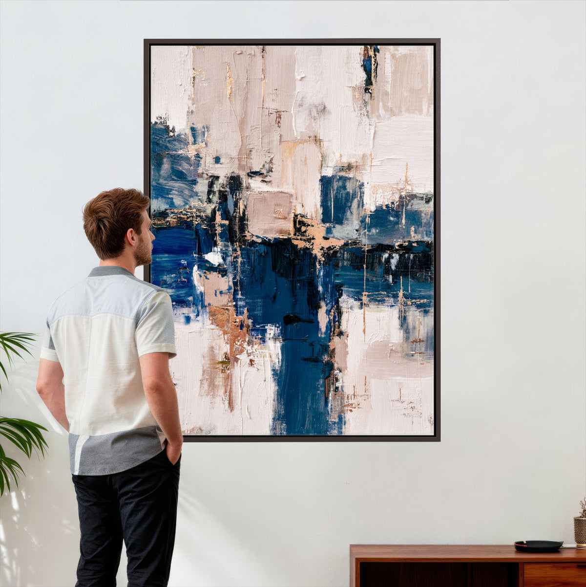 Abstract Navy Blue Wall Art Canvas Print