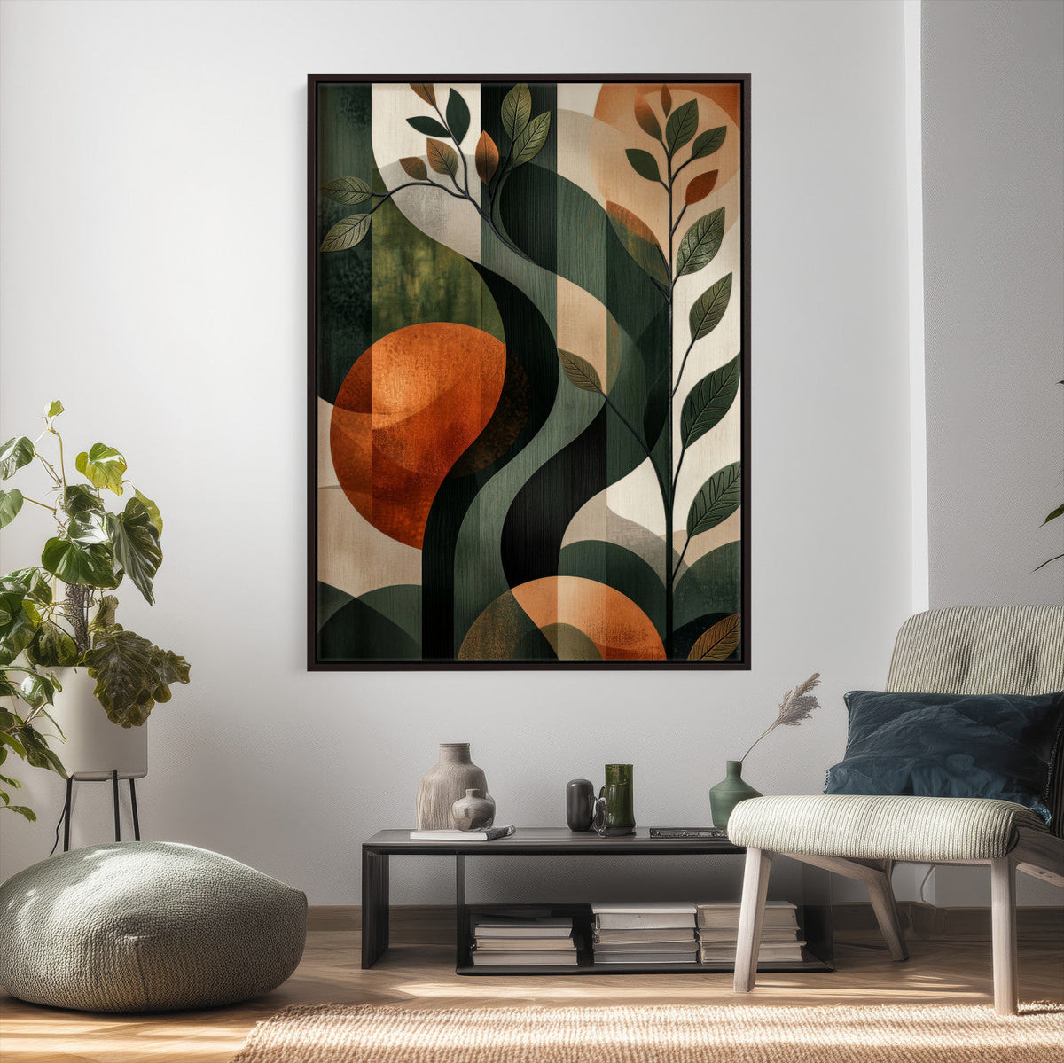 Abstract Green Flowers Wall Art Canvas Print