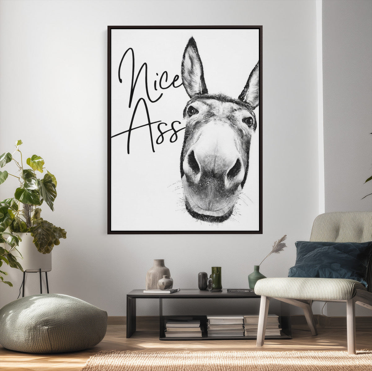 Nice Ass Funny Canvas Wall Art for Bathroom Wall Decor Cute