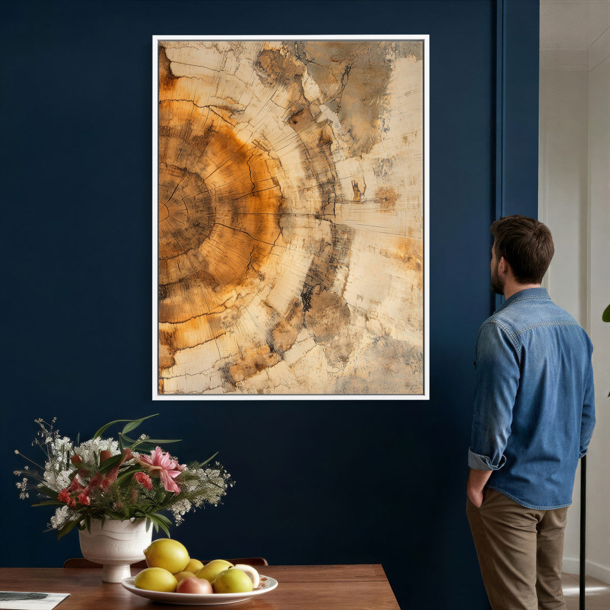 Abstract Wood Ring Wall Art Canvas Print – Natural Tree Ring
