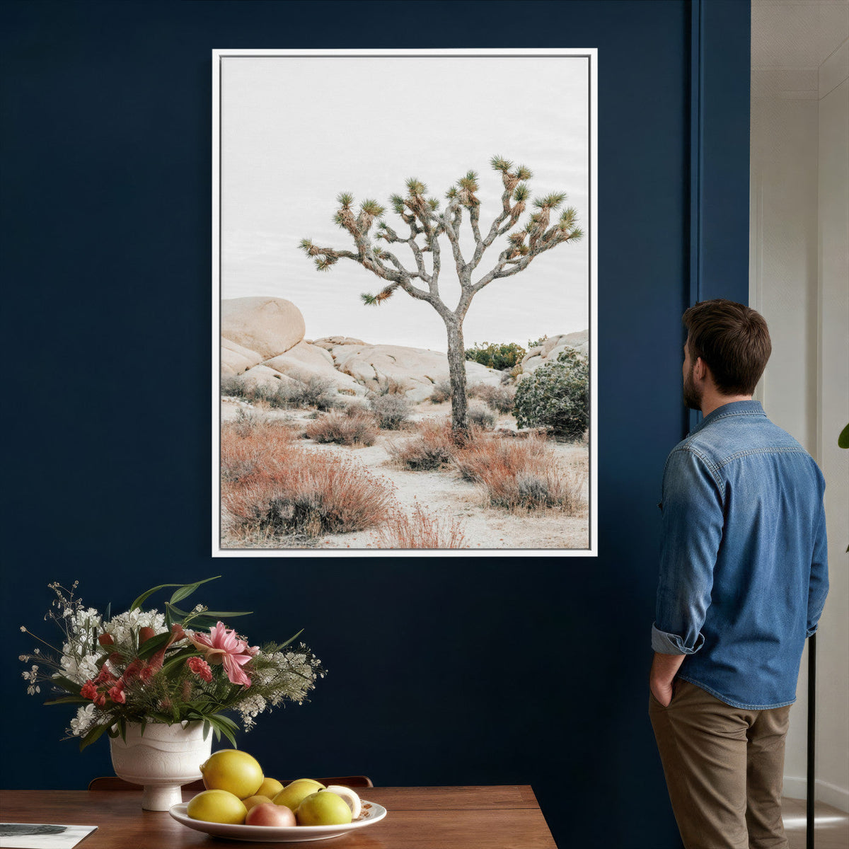 Joshua Tree Desert Wall Art Canvas Print, Minimal Southwest