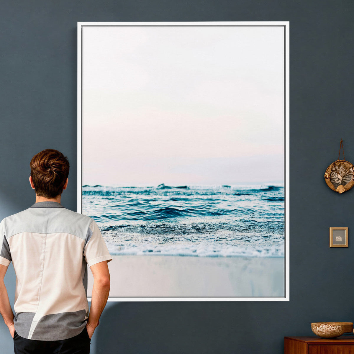 Minimal Ocean Wave Wall Art Canvas Print – Coastal Seascape