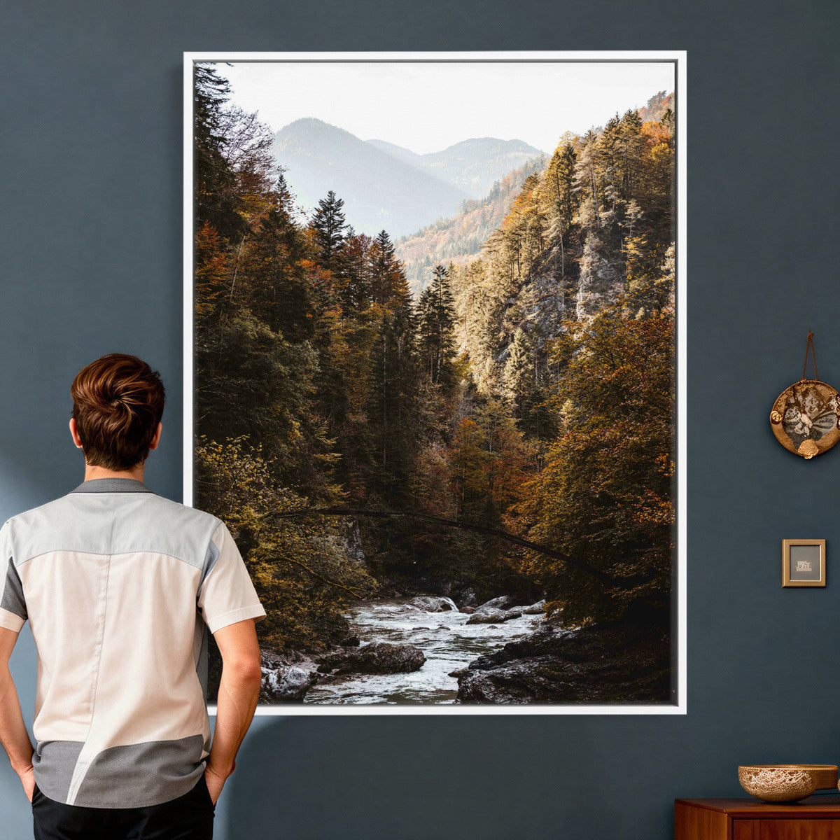 Autumn Forest Mountain Wall Art Canvas Print, Nature