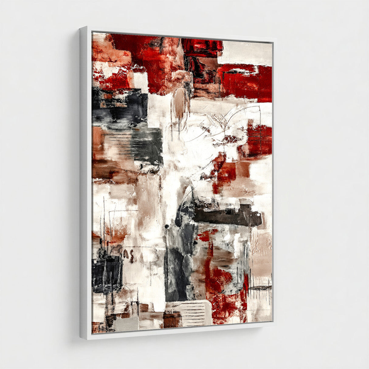 Blue Teal Abstract Canvas Wall Art, Modern Textured Painting Print, Navy Orange White Contemporary Art, Neutral Living Room Decor, Office Art