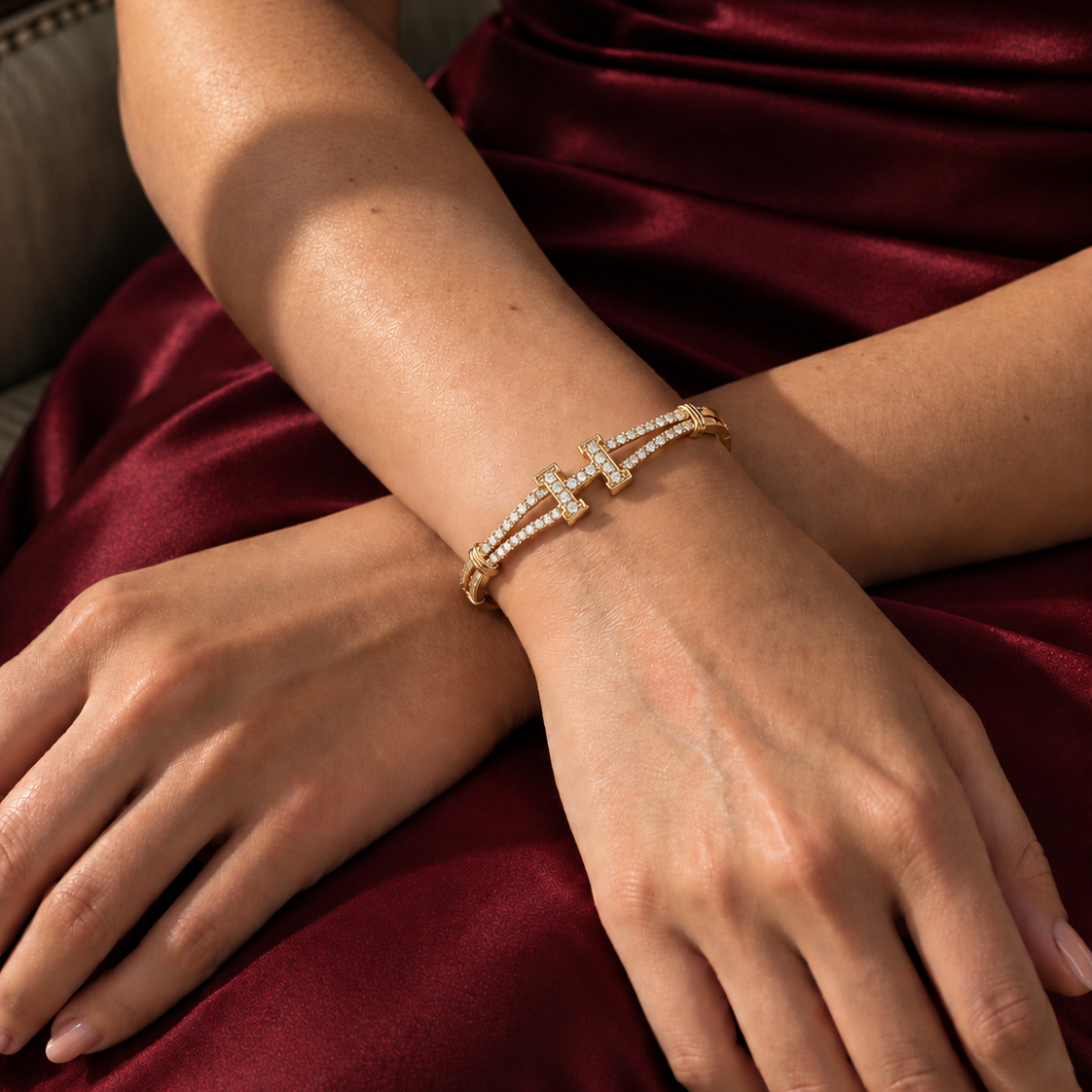18k Gold Pave H Bracelet