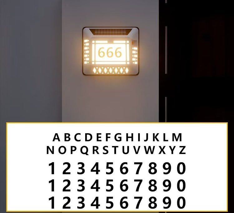 Solar LED Address Sign – Waterproof House Number Plaque, Customizable Numbers & Letters, Auto Dusk-to-Dawn Light, 8.1 x 6.9 Inches