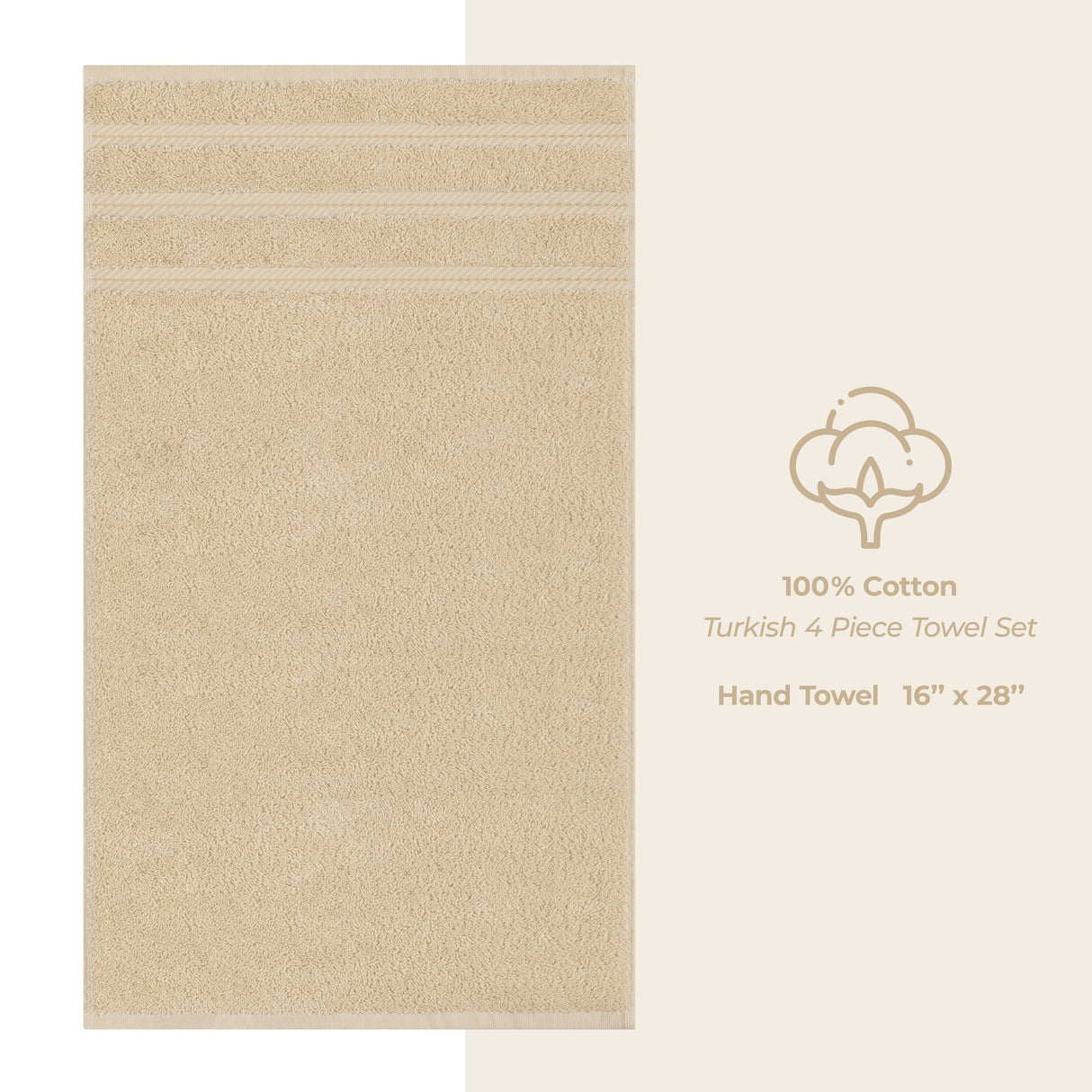 American Soft Linen 100% Cotton Turkish Towels, 4 Pack Hand Towel Set, Super Soft, Absorbent, Quick Dry Premium Towels