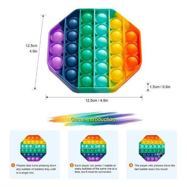 2-Pack Rainbow Bubble Popper Anti-Stress Fidget Toy