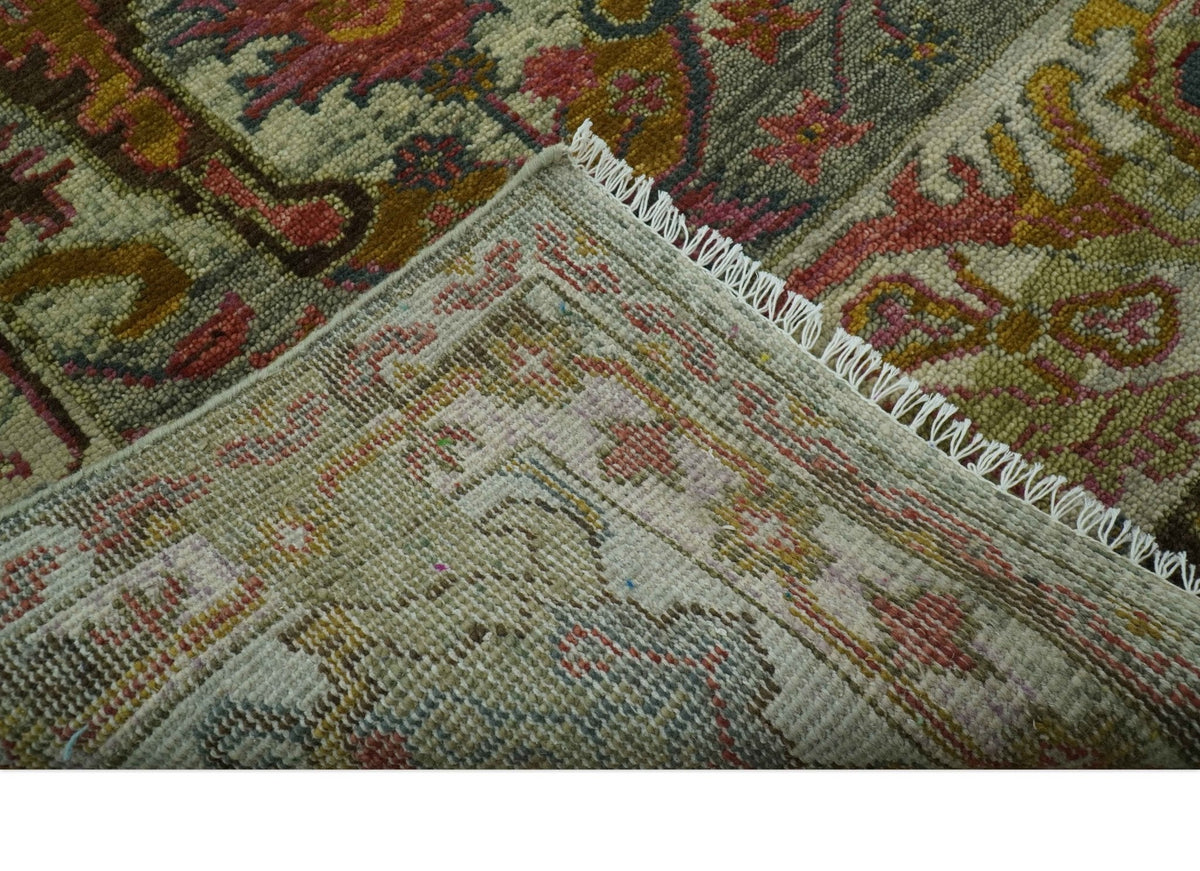 Ready to Ship Transitional Green, Silver and Gold Hand Knotted Wool rug
