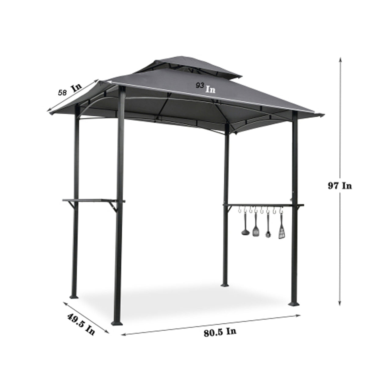 Outdoor Grill Gazebo 8 x 5 ft with Double-Tier Soft Top Canopy