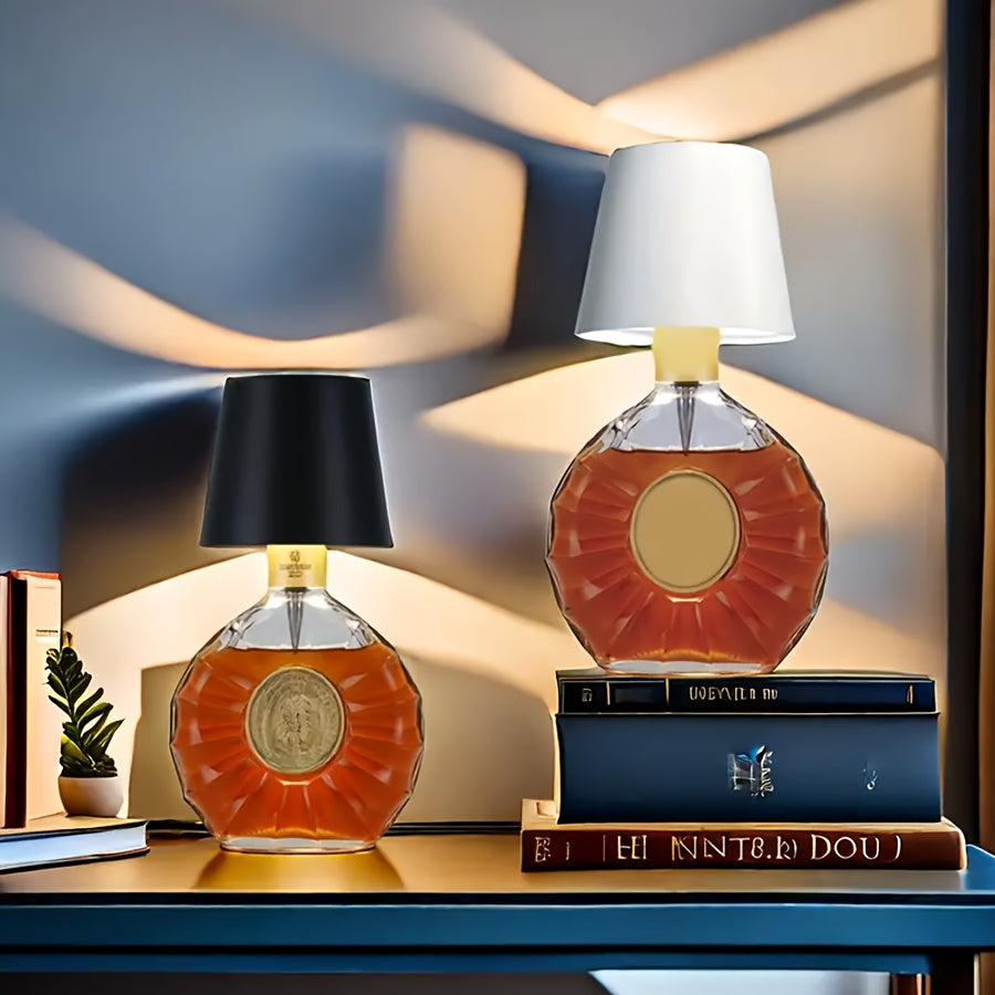 Wireless Bottle Lamp – Rechargeable 3-Color Dimmable Touch LED Light for Bars