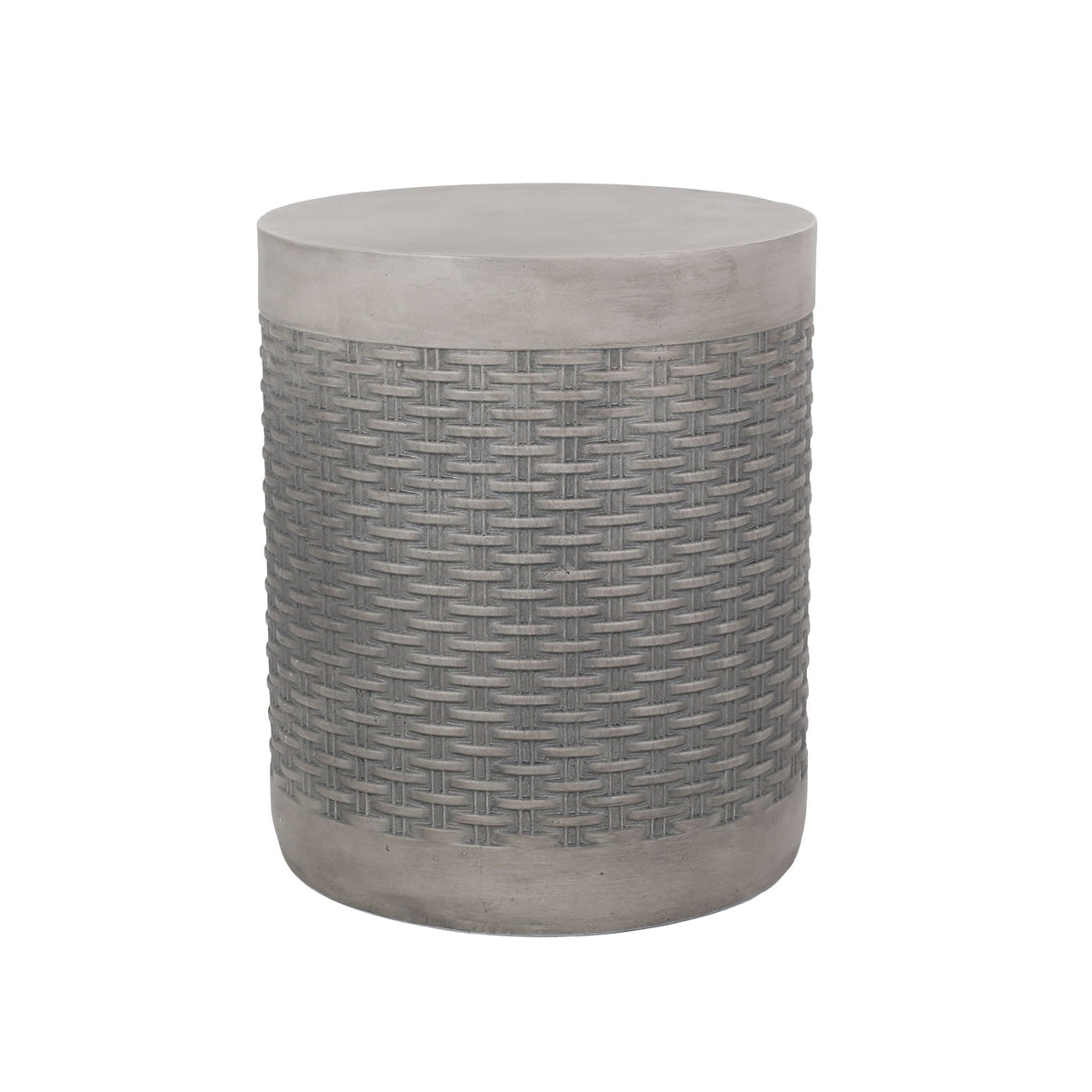 Outdoor Lightweight Round Concrete End Table - Natural