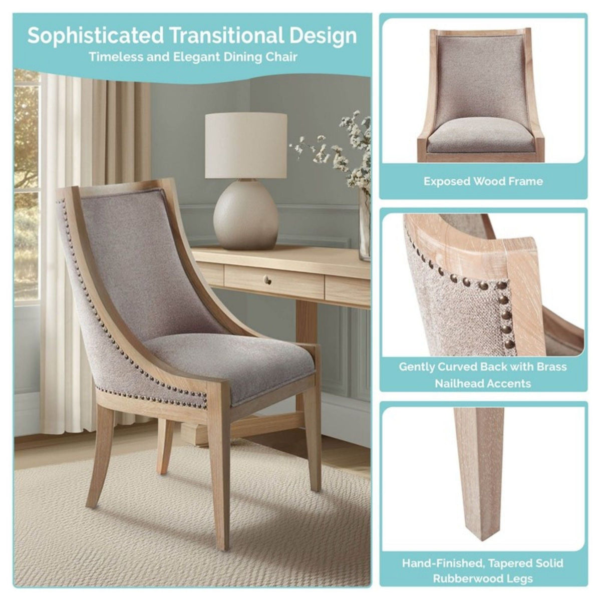 Upholstered Dining Chair With Nailhead Trim