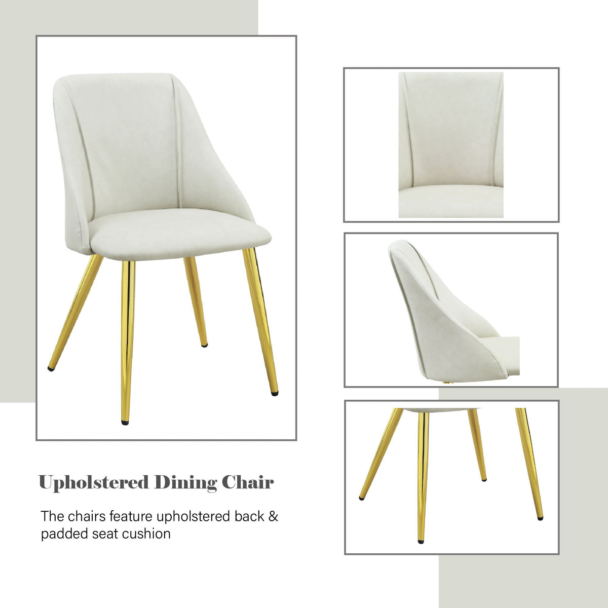 White Synthetic Leather Side Chair Set of 2 with Chrome Legs