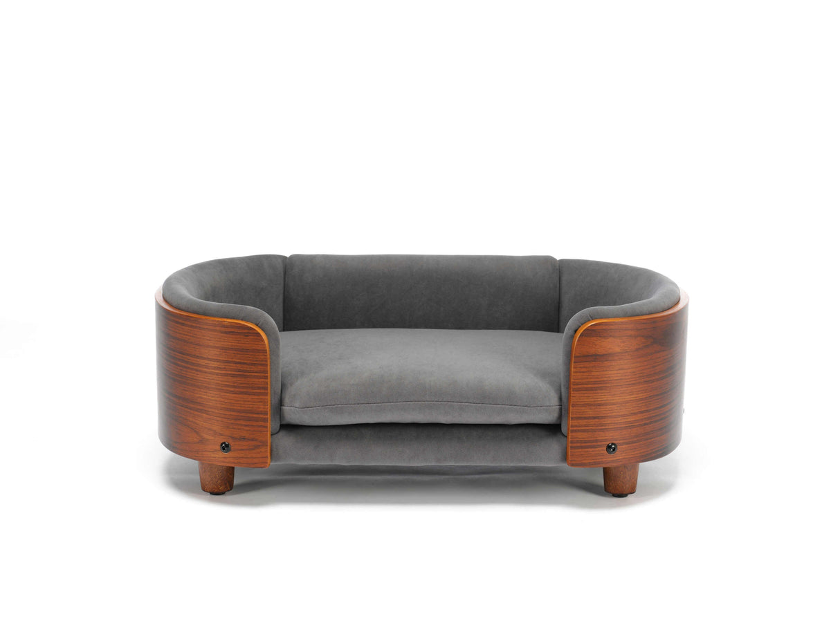 Scandinavian Style Elevated Dog Bed with Solid Walnut Wood Legs