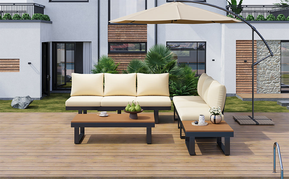 Outdoor Sectional Sofa Set with Adjustable Reclining Seats