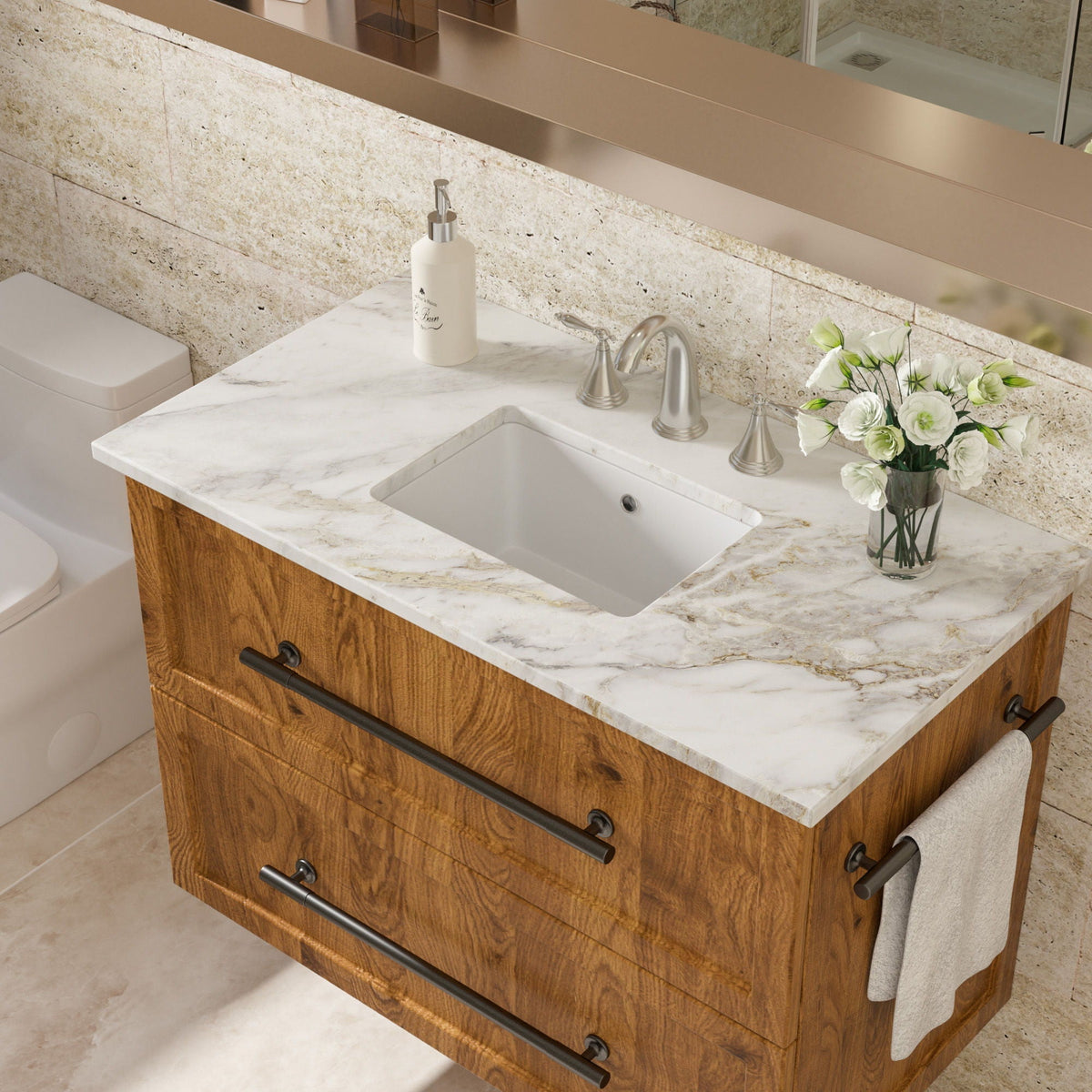 Modern Rectangular Undermount Bathroom Sink With Overflow Ceramic