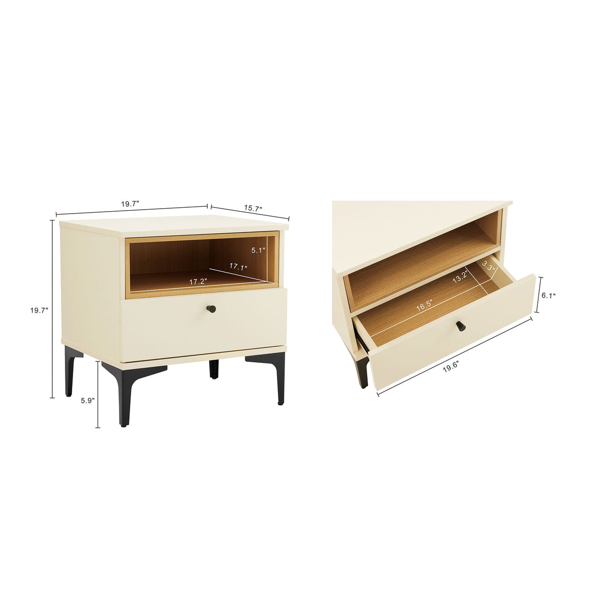 Amara - Nightstand With 1 Drawer