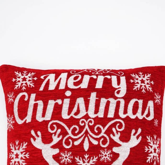 Handcrafted 'Merry Christmas' Jacquard Pillow