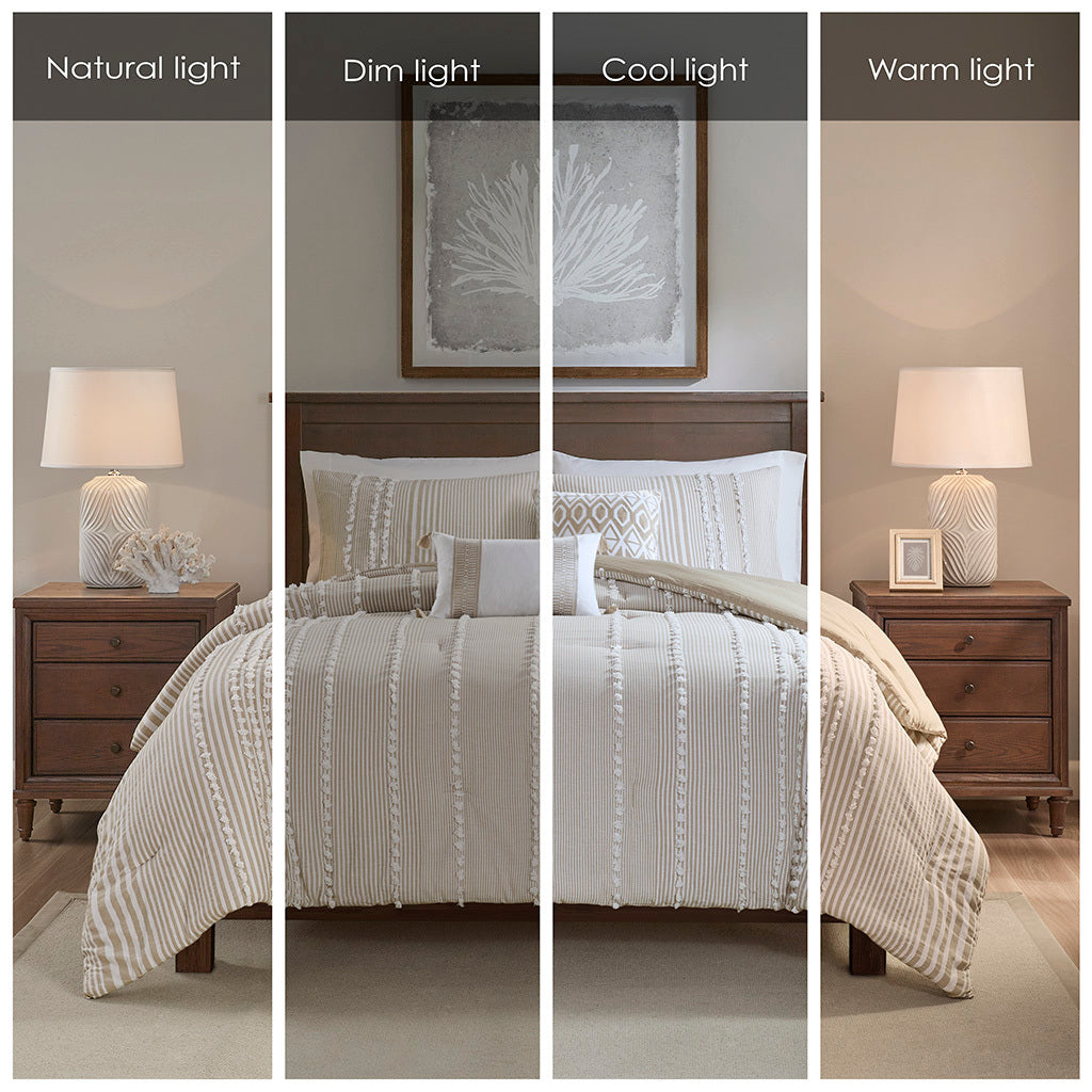 King 3 Piece Cotton Yarn Dyed Comforter Set