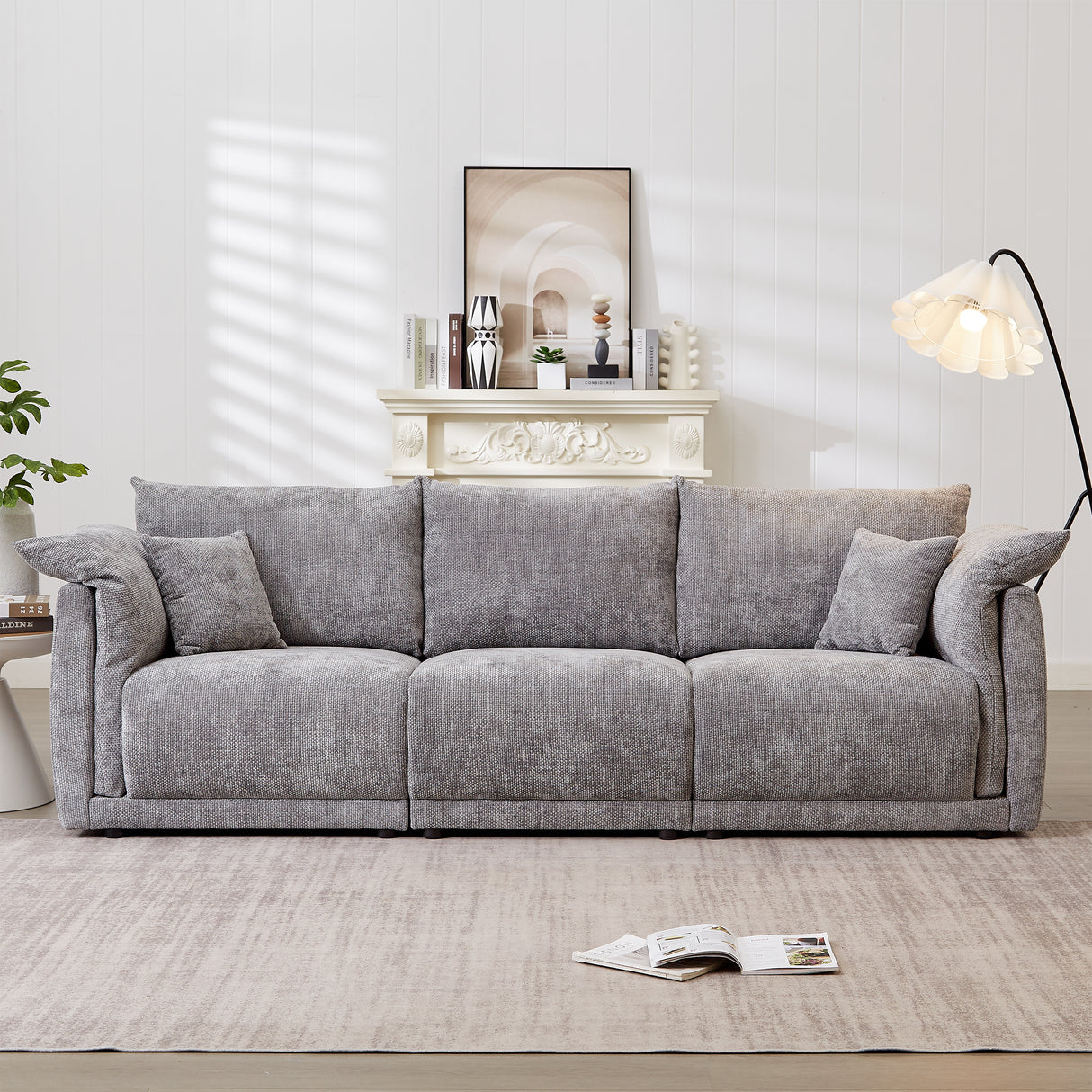 98.5'-3-seater-sofa,-Contemporary-style,-grey-Sofas-&-Sectionals