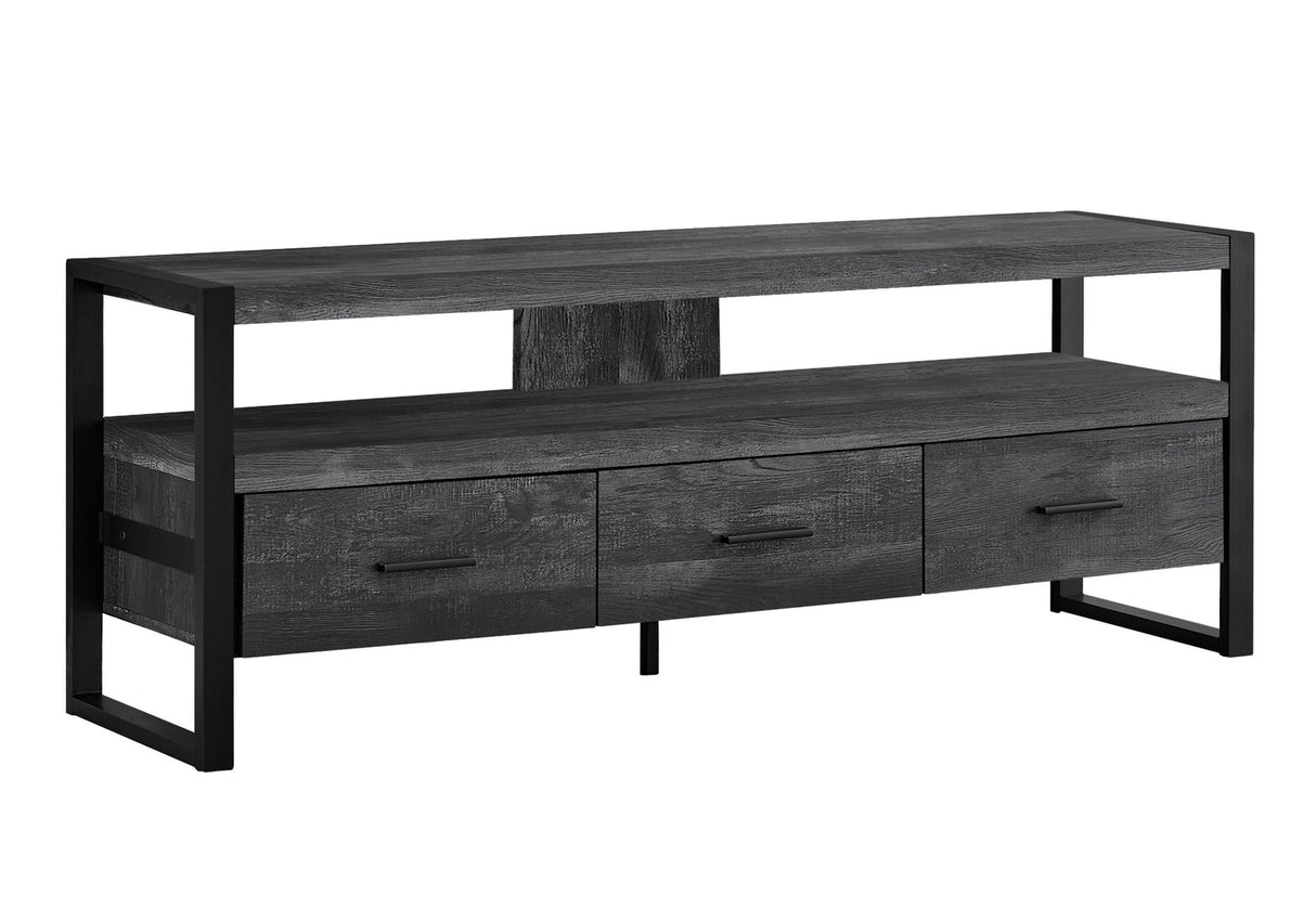 TV Stand, Console, Media Entertainment Center with Storage Drawers - Black