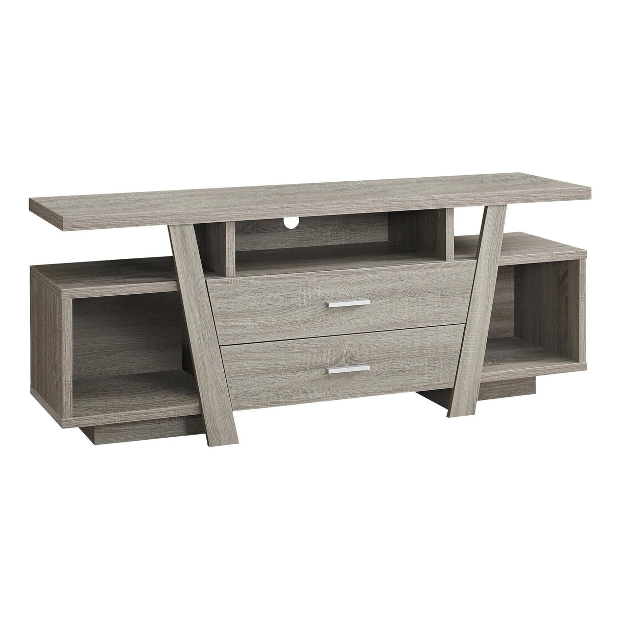 TV Stand, Console, Media Entertainment Center, Storage Drawers - Taupe