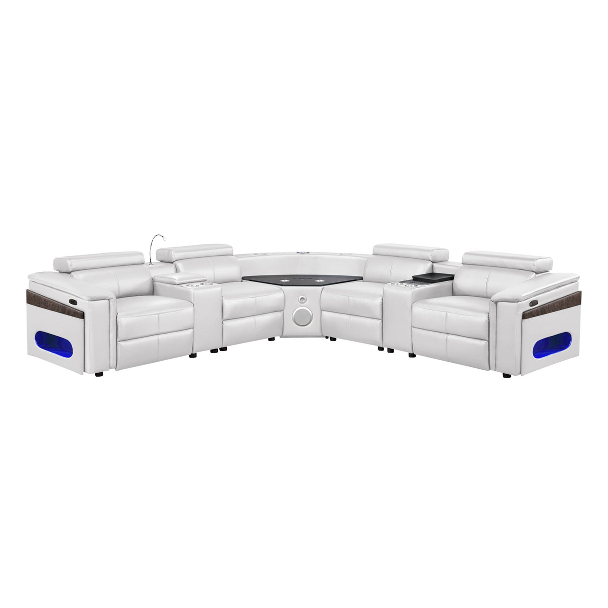 Nova - Sectional With Bluetooth Speaker, LED And Lifting Wine Cabinet