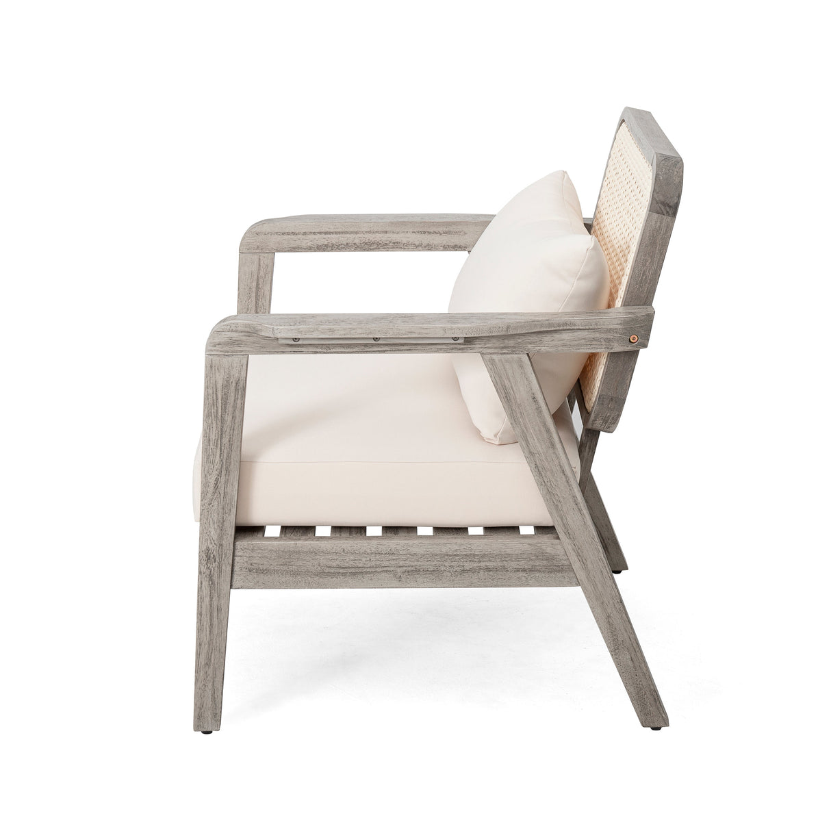 Set of 2 Outdoor Acacia Wood Patio Club Chairs with Cushions