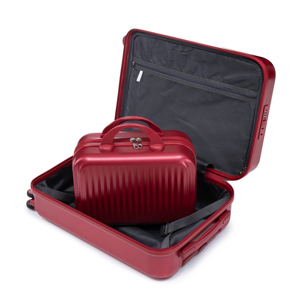 14'/20' 2-Piece ABS Spinner Wheel Luggage Set with Combination Lock and Front Opening Design