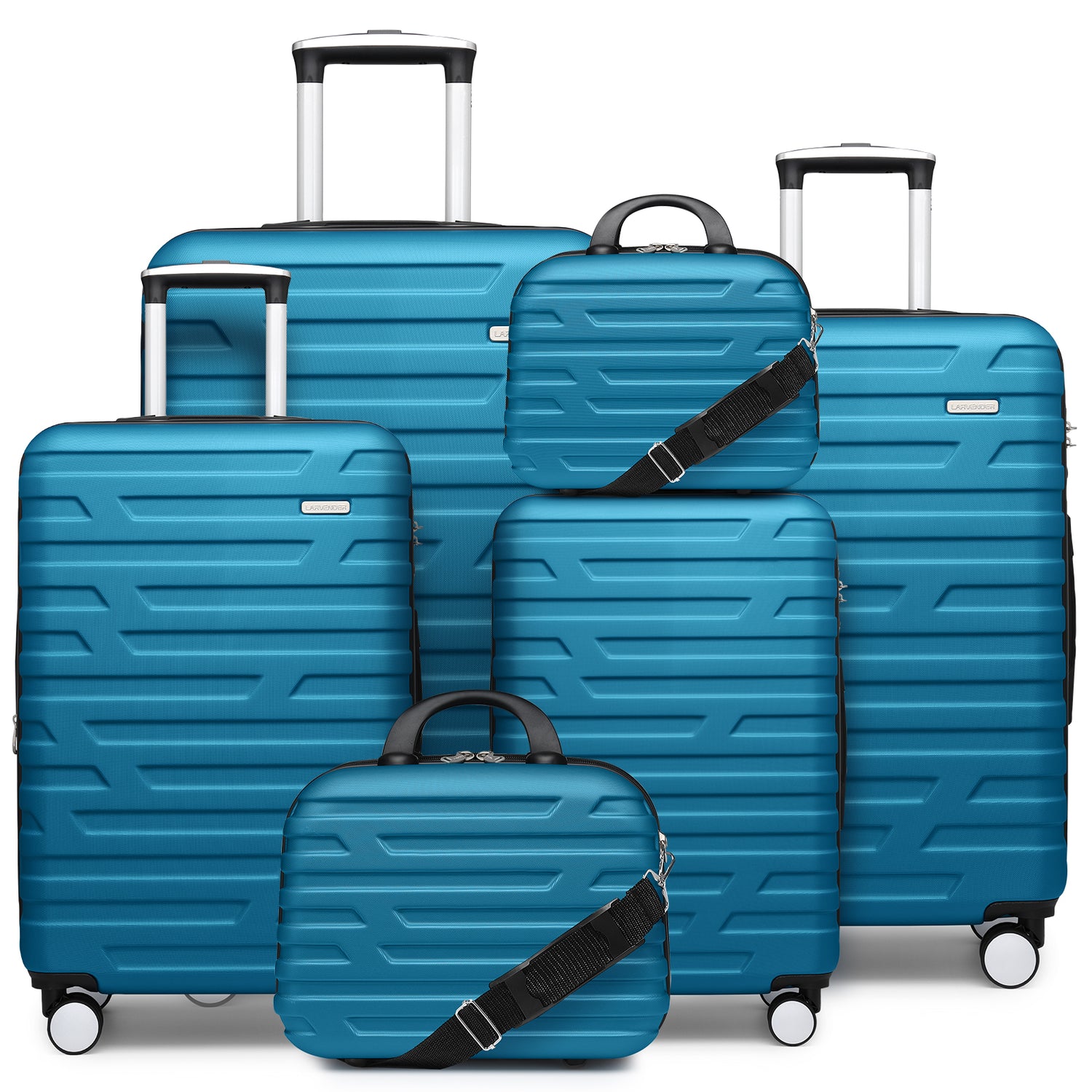 6-Piece Sky Blue Expandable Hardshell Luggage Set – 18", 20" Carry-On, 24", 28"