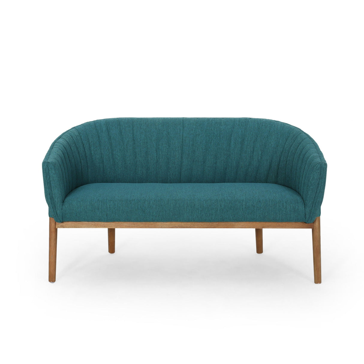 Mid Century Modern Loveseat with Channel Stitched Backrest