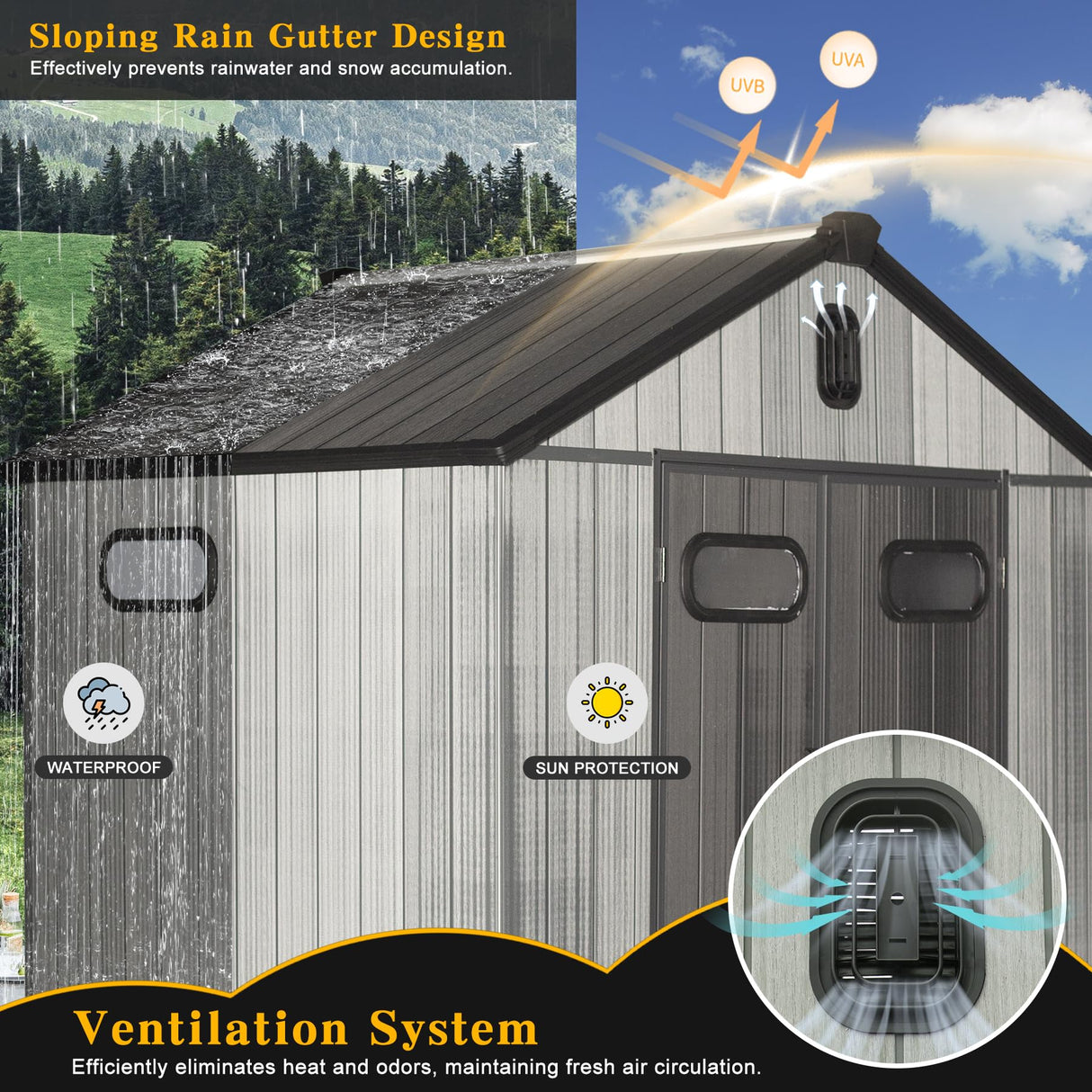 8x6FT Resin Outdoor Storage Shed with Lockable Door