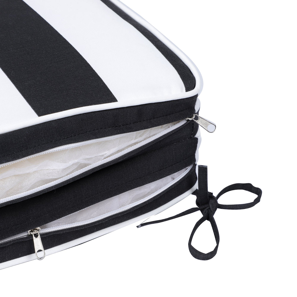 2-Piece Outdoor Chaise Lounge Chair Cushion Set – Black/White Stripe