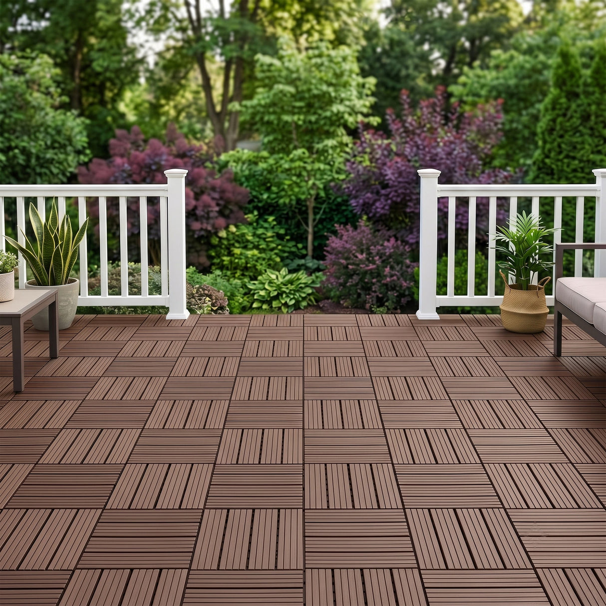 Plastic Interlocking Deck Tiles, 44 Pack 12"x12"