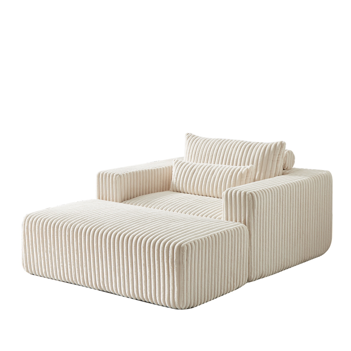 75-Inch Corduroy Sofa Lounge Chair with Removable Footrest