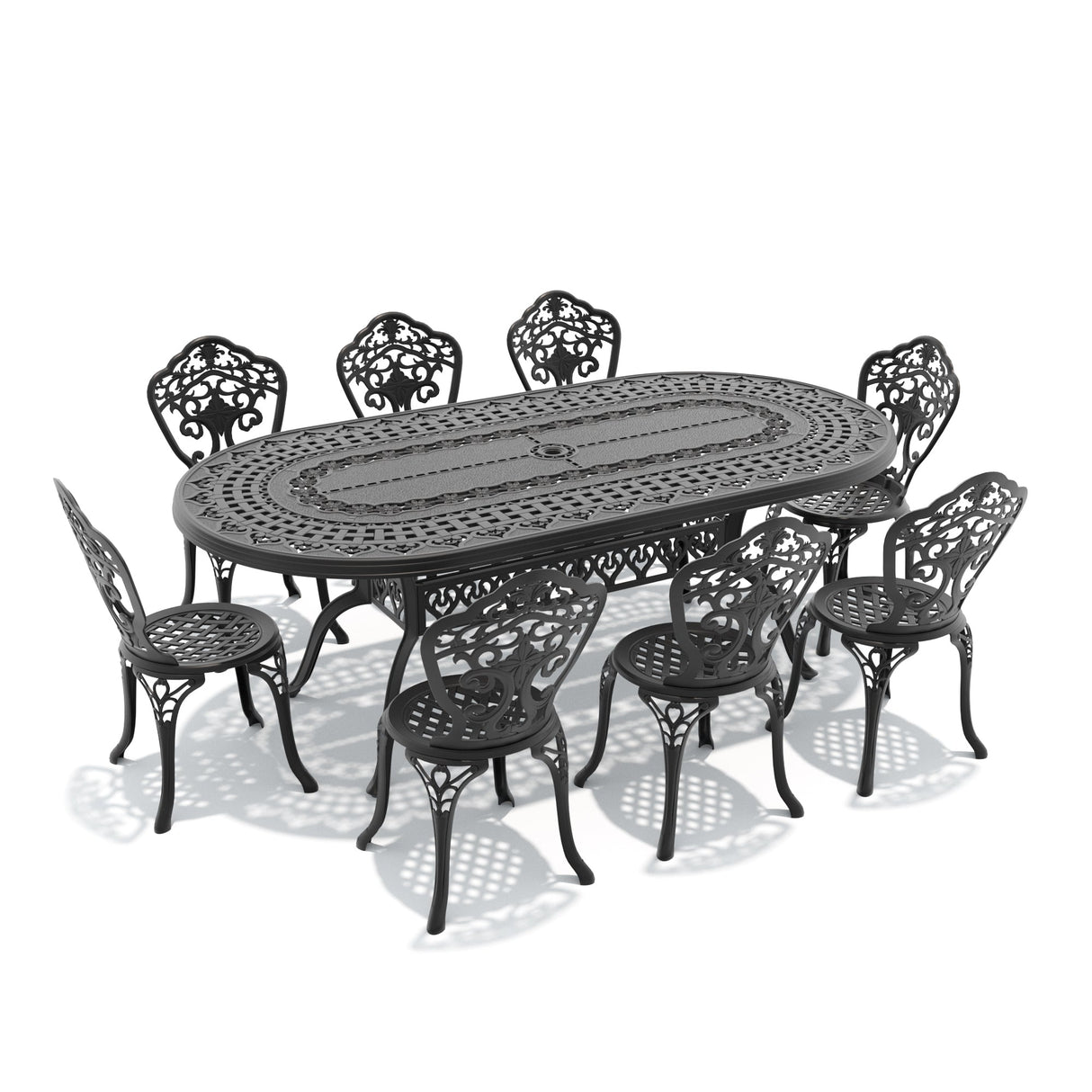 9-Piece Set Of All-Weather Cast Aluminum Dining Furniture Set With