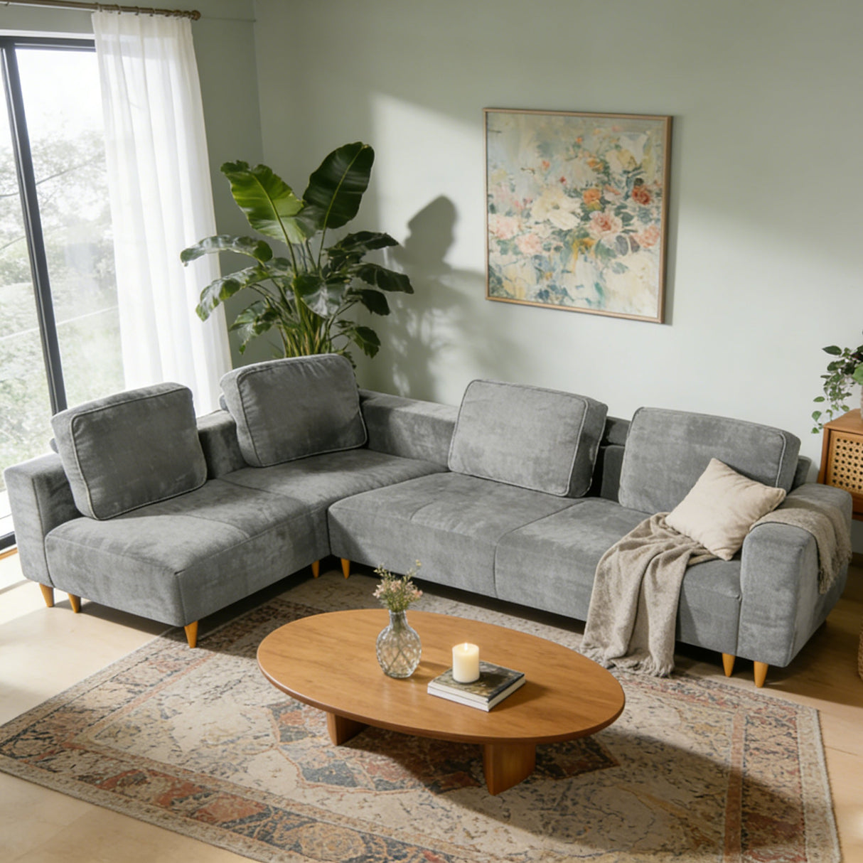 2-Piece 109" L-Shape Convertible Sectional Sofa