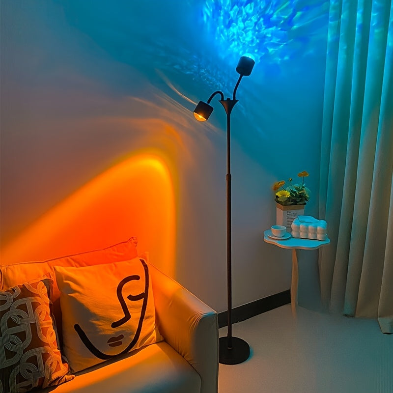 Sunset Ocean Wave Projector – Double RGB Mood Lamp with 360° Rotation & DIY Color
