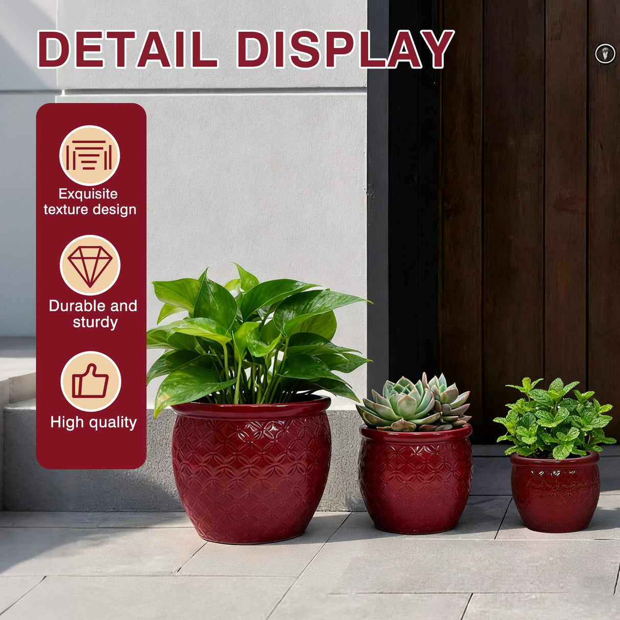 Handmade Ceramic Flower Pot Set of 3