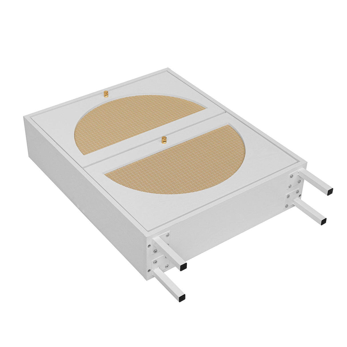 2 Door Shoe Rack, Rattan, Double Layer, Suitable For Living Room, Hallway - White