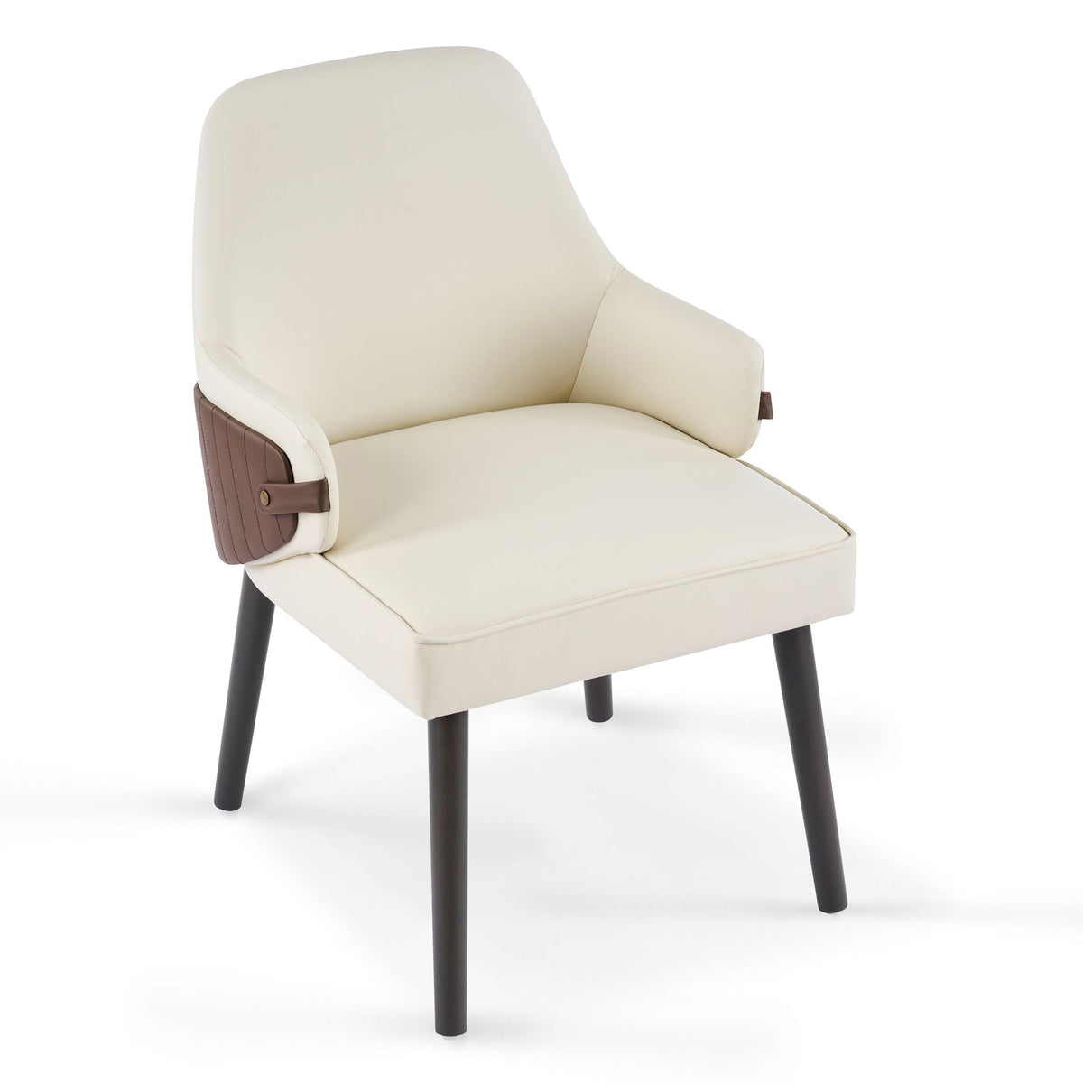 Indoor Dining Chair Set of 2 with Ergonomic Armrests - Beige/Brown