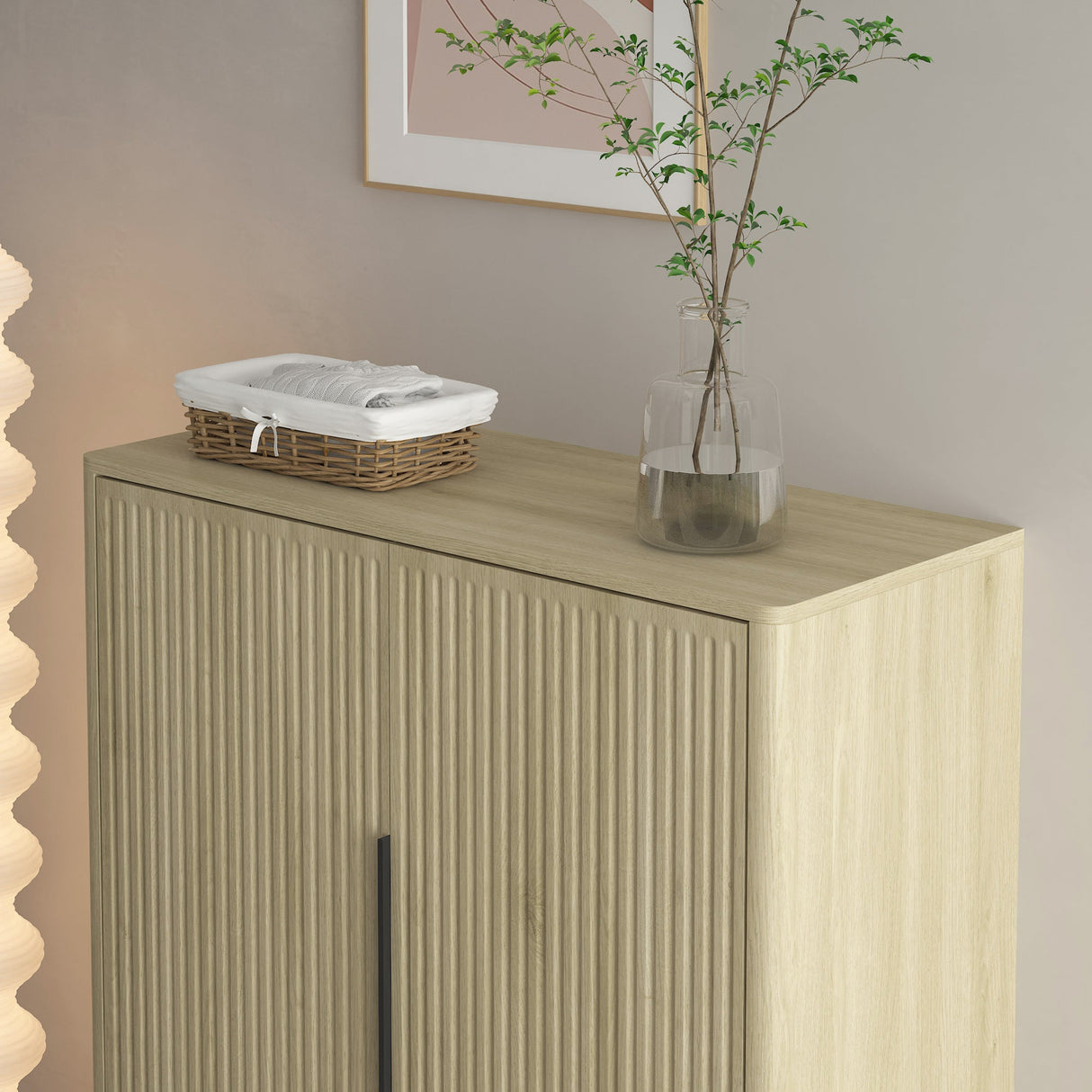 Wooden Shoe Storage Cabinet with Adjustable Shelves