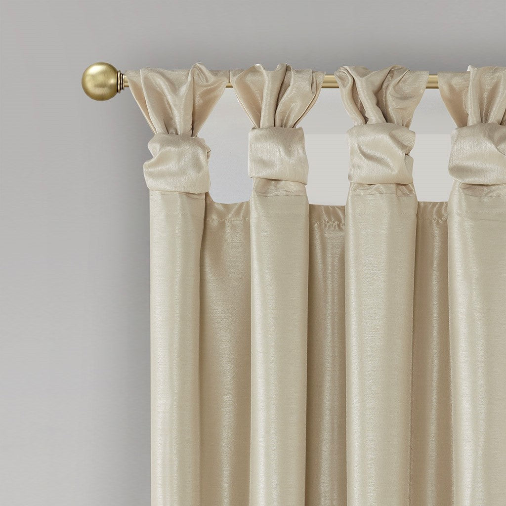 Twist Tab Total Blackout Window Curtain Panel with Thermal Technology - Champagne