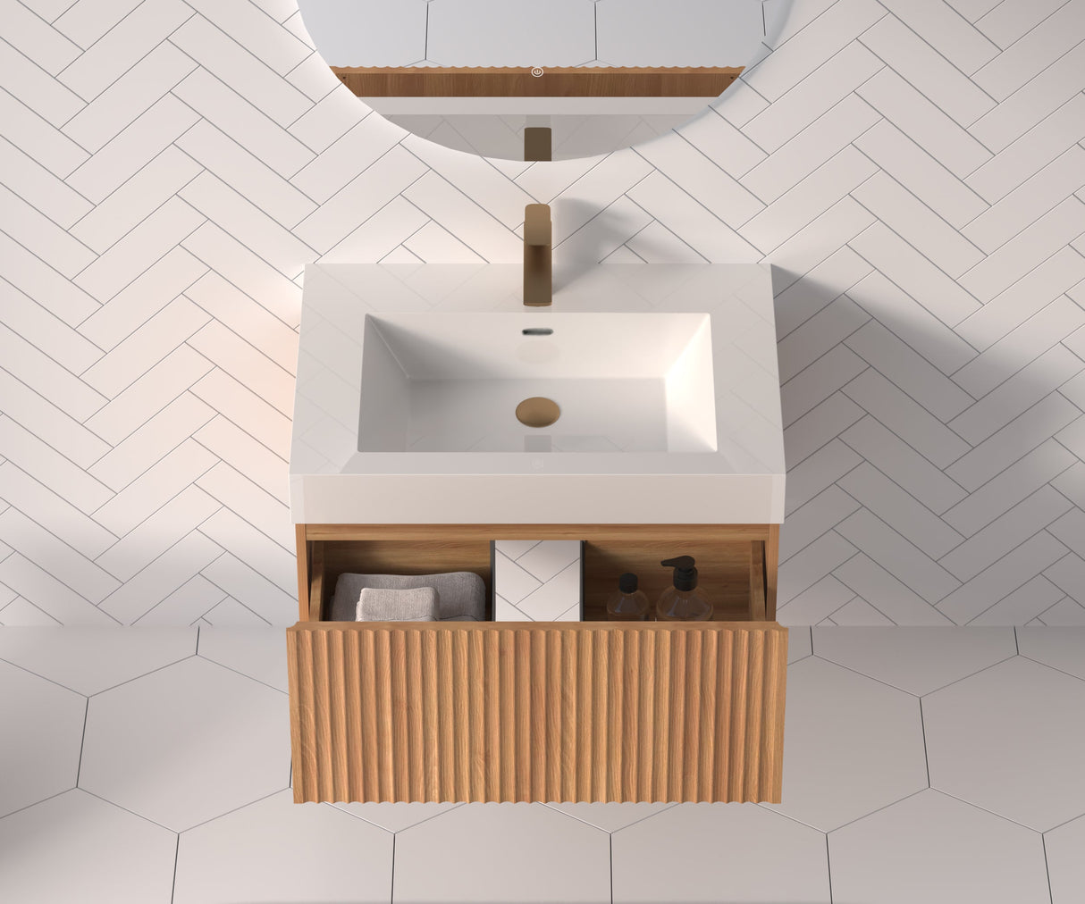 30" Bathroom Vanity with Sink - Wall Mounted Floating Cabinet